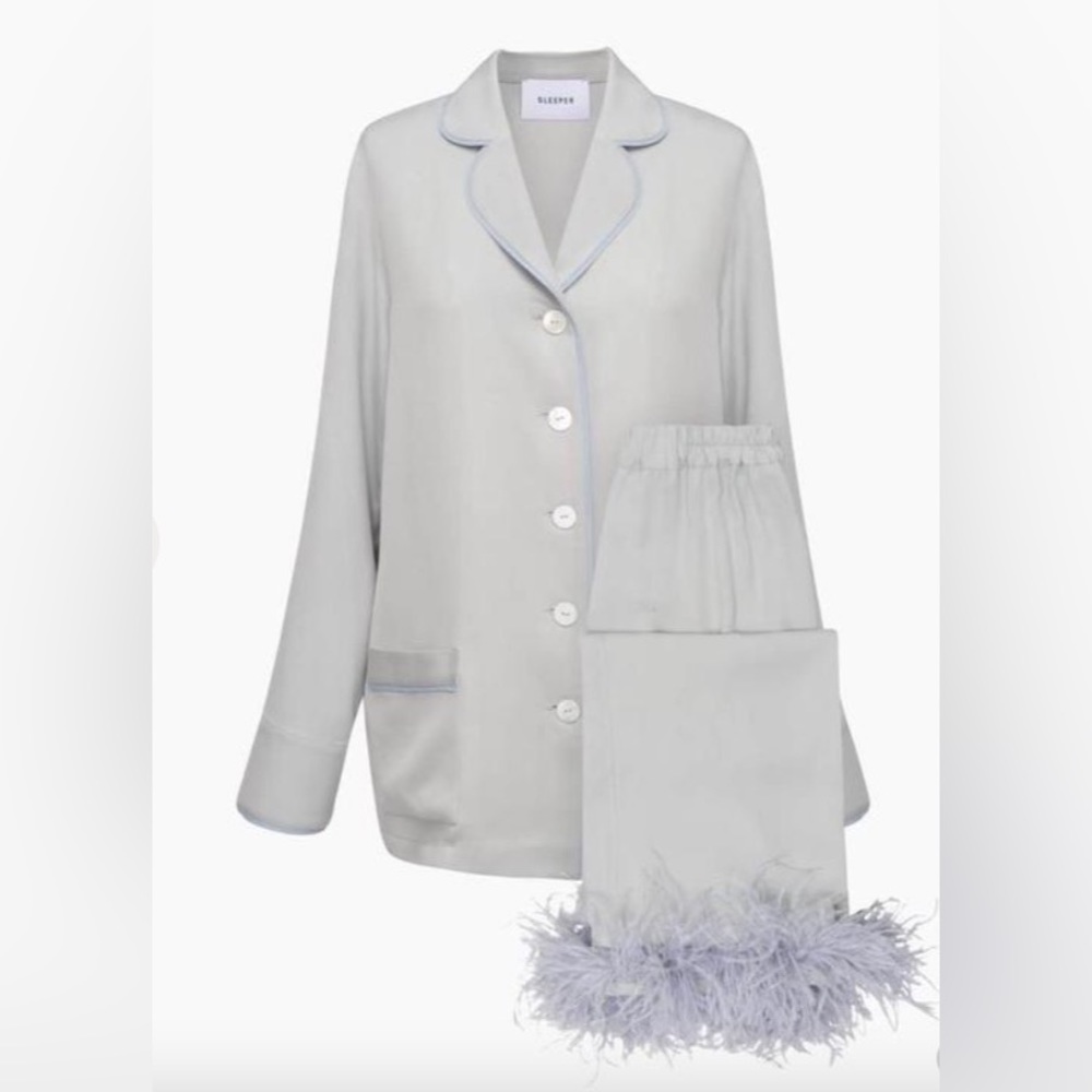 SLEEPER Party Feathers Pajamas Set - Ash Gray